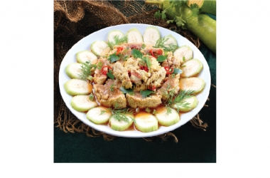 AMUR FISH ROE STEAMED WITH GREEN BANANAS