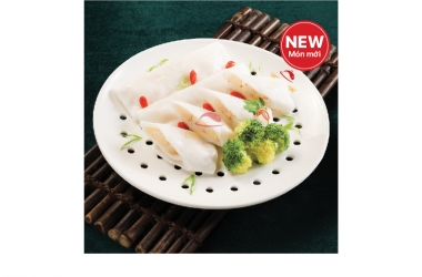 SCALLOPS WITH TRUFFLE MUSHROOMS RICE ROLLS